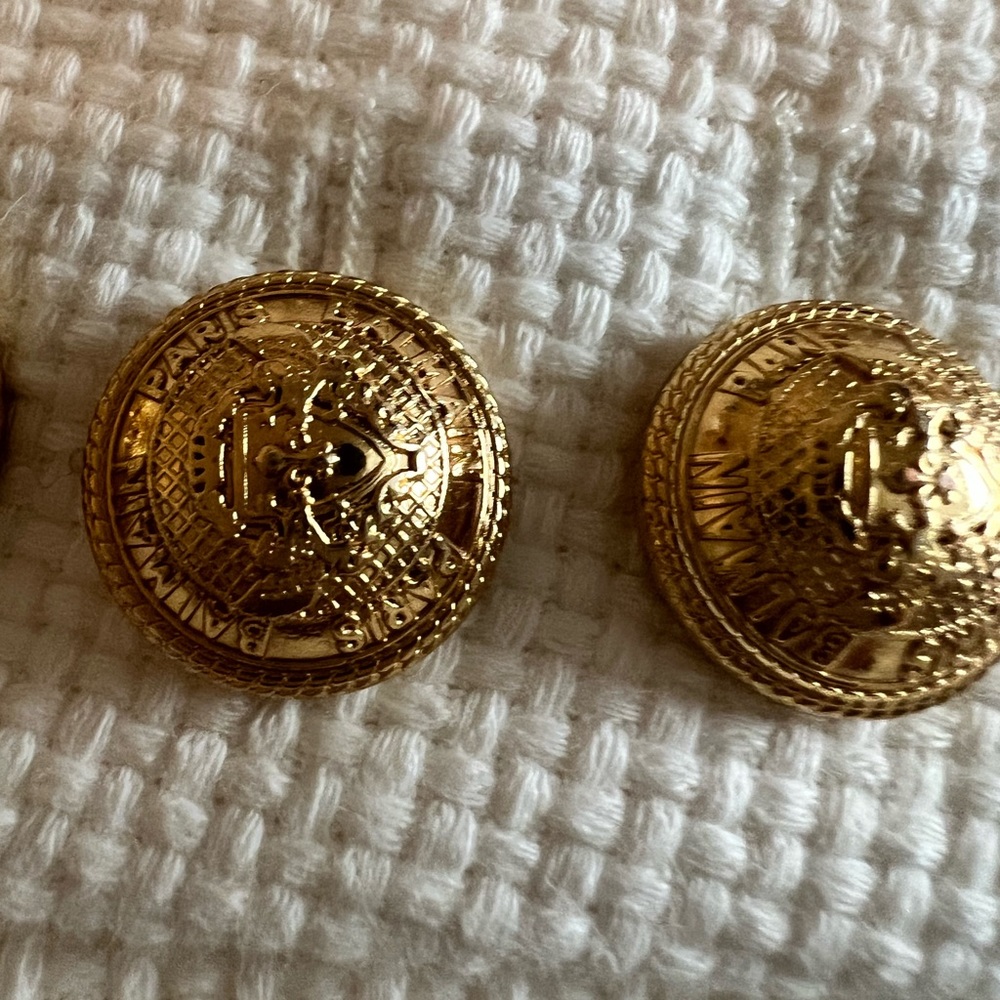 NEW BALMAIN DOUBLE-BREASTED BLAZER SIZE FR 36 US 04 COLOR BLANC GOLD BUTTONS - Picture 8 of 16